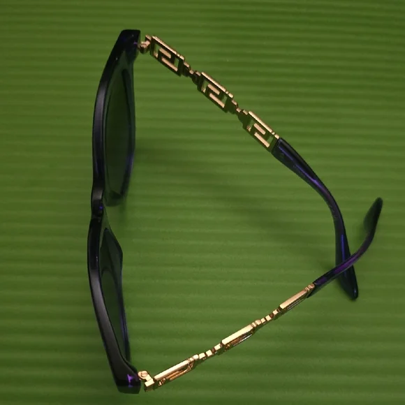 Versace Purple Gradient Cat-Eye Sunglasses with Gold Greek Key Accent - Picture 2 of 10